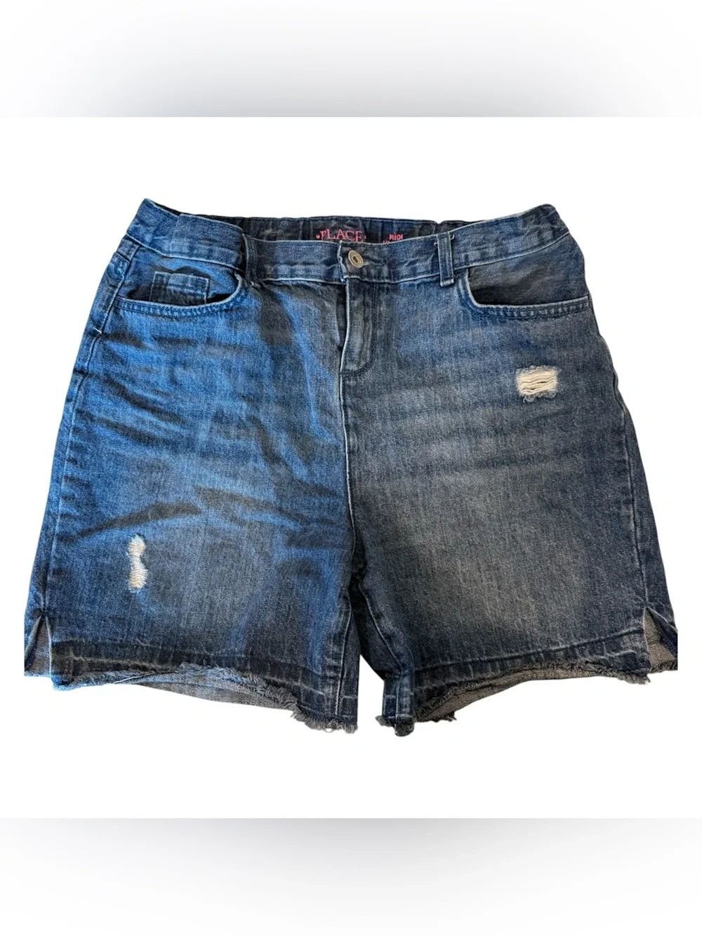 The Children’s Place Midi Mi-Long Distressed Denim Shorts Girls 16 Plus